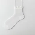 White lace mesh mid-tube women socks summer thin breathable cotton socks stylish variant - One Size / Pure White