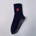 Calcetines antideslizantes para yoga de mujer, pilates con lazo rojo, azul oscuro - Talla única / Negro con lazo rojo