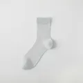 high quality mens breathable silk socks mid tube summer thin mesh anti odor business dress socks - Free Size 39-44 / Crew Socks - Silver Gray