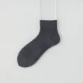 Men's dark gray ribbed short socks, breathable mesh summer socks for comfortable business wear. - One Size / Dark Gray