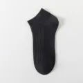 Men's summer black solid color short socks, breathable thin cotton ankle socks, daily wear. - One Size / Black