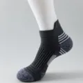 Men's Athletic Running Socks Dark Gray Short Tube Towel Bottom Breathable Sports Socks - One Size / Dark Gray
