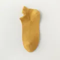 Yellow cotton short socks for men, breathable mesh summer boat socks with heel protection. - One Size / Turmeric