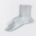 Men's grey ribbed mesh cotton short socks, breathable casual business socks for summer. - One Size / Light Gray
