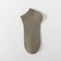 Men's summer thin solid color short cotton socks breathable casual ankle socks khaki - One Size / Army Green