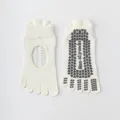 Women's non-slip five toe yoga socks, breathable open instep fitness pilates short socks. - One Size / Cream White