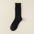 Women's Black Ribbed Wool Sock Winter Thick Warm Cable Knit Thermal Comfort Casual Daily Wear - One Size / Black