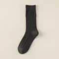 Women thick warm wool mid-tube socks winter cable knit thermal cozy casual footwear apparel - One Size / Dark Gray