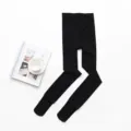 Black high waist pantyhose women thermal tights solid color basic everyday stretch leggings - Stirrup / Black
