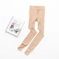High waist fleece lined translucent tights for women, nude warm pantyhose fake sheer leggings. - Stirrup / Nude