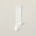 Women white calf socks daily basic hosiery knee high breathable cotton socks simple style - One Size / Calf-High - Pure White