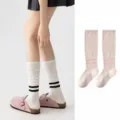 Women sports long socks thin breathable knee high fitness running yoga athletic tube socks pink - One Size / Pink