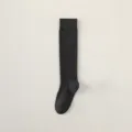 Dark grey cotton calf socks, Japanese style knee high stockings for women, comfortable daily wear. - One Size / Calf-High - Dark Gray
