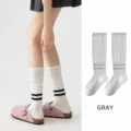 Grey athletic knee-high socks for women, breathable summer sports and yoga tube socks. - One Size / Gray