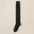 Black over-the-knee socks for women, solid color knee high cotton long socks variant. - One Size (35-39) / Over-the-Knee Socks - Black