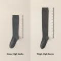 Grey knit calf socks and over-the-knee socks variant, comfortable daily winter legwear. - Dark Gray