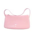 Fashionable pink glossy jelly shoulder bag for women with minimalist baguette design - 27x8x14cm / Pink