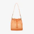 Macro view of frosted orange TPU jelly bucket bag with drawstring closure - Orange