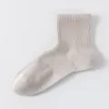 Men's breathable mesh crew socks summer cotton lightweight casual solid color socks - One Size / Khaki