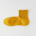 Men's yellow short socks, breathable mesh design, comfortable cotton casual ankle socks. - One Size / Turmeric