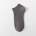 Men summer solid color short socks breathable cotton ribbed design casual daily grey socks. - One Size / Dark Gray
