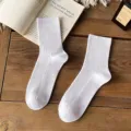 Calcetines de algodón blanco para hombre con canalé, transpirables y cómodos para uso diario. - Talla única / Blanco