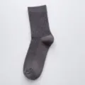 Men solid color mid-tube cotton socks, breathable anti-odor comfortable dark grey daily wear. - One Size / Crew Socks - Dark Gray