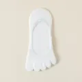 White five toe socks women thin shallow mouth invisible cotton socks summer anti slip short sock - One Size / White