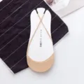 Summer women thin ice silk invisible boat socks with anti-slip straps for high heels shoes - One Size (35-39) / Nude