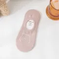 Cute bear pink thin summer women boat socks, breathable non-slip shallow invisible socks. - One Size (35-39) / Light Pink