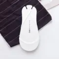 Summer thin ice silk invisible socks for women with anti-slip cross straps, shallow mouth boat socks. - One Size (35-39) / White