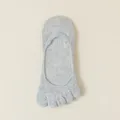 Grey women five toe boat socks, thin summer shallow cut cotton split toe socks variant. - One Size / Light Gray