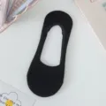 Women's black no-show shallow boat socks summer thin breathable anti-slip invisible socks - One Size / Black