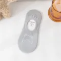 Grey cute cartoon bear shallow invisible boat socks, breathable summer non-slip socks. - One Size (35-39) / Light Gray