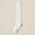 Women solid color knee high cotton socks Japanese style casual long socks white style - One Size (35-39) / Over-the-Knee Socks - White