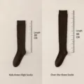 Women winter long tube socks calf socks over knee socks solid dark brown stretch hosiery - Dark Coffee