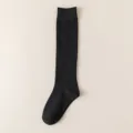 Donne calze alte nere tinta unita stile semplice abbigliamento quotidiano lungo cotone - Taglia Unica (35-39) / Calze al polpaccio - nero