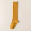 Calze alte lunghe da donna in tinta unita giallo senape cotone stile quotidiano - Taglia Unica (35-39) / Calze al polpaccio - zenzero