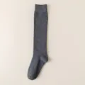 Calze al ginocchio da donna grigio scuro tinta unita stile giapponese cotone comode. - Taglia Unica (35-39) / Calze al polpaccio - grigio scuro