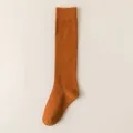 Calze al ginocchio tinta unita da donna stile giapponese comode e traspiranti calze lunghe in cotone - Taglia Unica (35-39) / Calze al polpaccio - caramello
