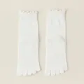 White Ruffle Five Toe Yoga Socks Women Anti Slip Pilates Fitness Mid Tube Sports Socks - One Size / White