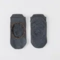 Women non-slip yoga socks with grip and leopard strap, pilates athletic socks grey. - One Size / Dark Gray