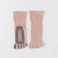 Ροζ κάλτσες γιόγκα πέντε δαχτύλων με αντιολισθητικές κουκκίδες σιλικόνης για fitness. - Ένα μέγεθος / Ροζ