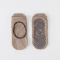 Beige yoga socks with grip non-slip pilates socks women fitness short socks comfortable - One Size / Dark Brown