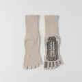 Women cotton five toe yoga socks non slip pilates mid tube athletic sports socks beige - One Size / Khaki