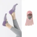 Non-slip five toe yoga socks with straps for pilates fitness exercise and indoor sports - One Size / Hot Pink