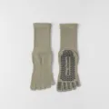 Khaki cotton five toe yoga socks with non slip grip soles, mid tube pilates sports socks variant. - One Size / Green