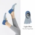 Non-slip five toe yoga socks with straps for pilates fitness training and indoor sports wear. - One Size / Light Blue