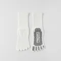 White cotton five-toe yoga socks with anti-slip grip sole for pilates and fitness. - One Size / Milky White