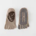 Damen Fünf-Zehen Yoga Socken Anti-Rutsch Pilates Socken mit Leo-Riemen Sport Kurzsocken - Einheitsgröße / Dunkelbraun